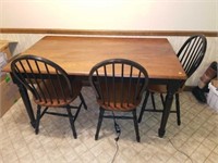 Beautiful Black & Brown Wooden Table & 3 Chairs