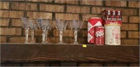 Estate lot of different coke/drpepper and glasses