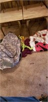 Estate lot of an army bag, decorations, and more