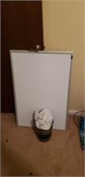 White board with trash can