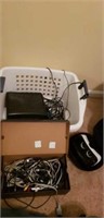 Estate lot of cords, cd holder, and a gear vr