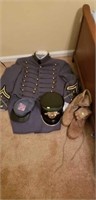 Civil war costume with 2 caps, and pair if boots
