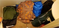 Estate lot of a sleeping bag, fold up chairs, etc.