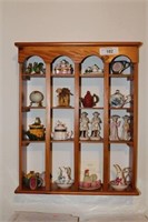 Wooden Display Shelf with Contents