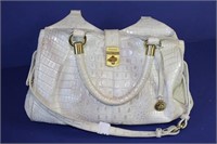 Brahmin White Purse with Gold Accents