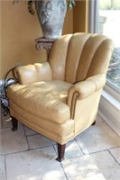 Butter Yellow Leather Arm Chair with
