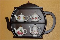 Tea Pot Shaped Shelf with Contents