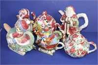 Selection of Christmas Theme Tea Pots