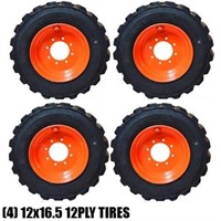 (4) 12-16.5 SKID STEER TIRES WITH RIMS
