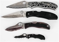 Lot of (4) Assorted SpyderCo Folding Knives