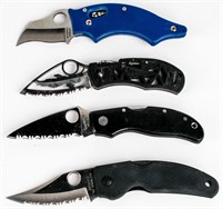 Lot of (4) Assorted SpyderCo Folding Knives