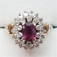$6000 14K  Burmese Ruby(1ct) Diamond(0.52ct) Ring