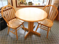Round Wood Kitchen Table with (2) Chairs