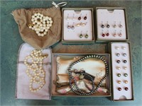 Collection of Pearl Necklaces & Earrings