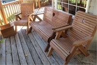 4 Piece Adirondack Wood Deck Chair Set