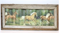 Wood Framed Corrugated Horse Print