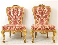 Pair 19th c. Italian Gilt  slipper chairs