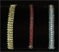 Topaz, Garnets, Peridot bracelets 3pcs