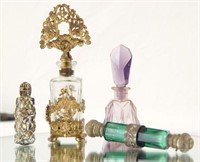 Fancy French perfumes - some silver overlays