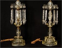 Pair cut crystal lamps