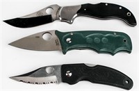 Lot of (3) Assorted SpyderCo Folding Knives