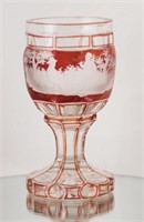 Antique Bohemian Glass Heavy Goblet