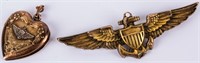 Jewelry WW2 Navy Sterling Pilot Wings & Locket