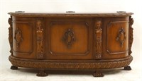 Highly Carved Italian Hall Seat with claw feet