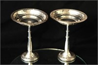 Pair of Alvin Deco pedestal Sterling compotes