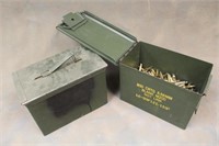 (2) AMMO CANS AND ASSORTED BRASS