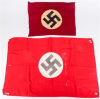 2 Authentic WWII German Swastika Nazi Banner Flags