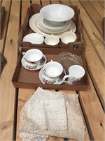 Lot of Dishware & Antique Lace