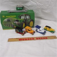 John Deere box & 4 miniature match cars