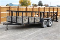 1 ton 16' x 7' Trailer with Sides and Tail Gate