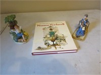 Norman Rockwell book & 2 figures