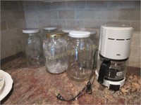 Large jars and coffee maker