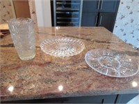 Vase, tid bit tray, relish plate