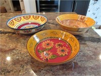 3 Lovely painted serving bowls