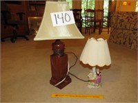 Set of 2 Lamps - One Wood Base & One Ceramic
