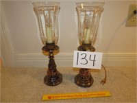 Pair of Decorative Lamps; Metal Bases w/Glass