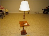 Combination Wooden Floor Lamp w/Table