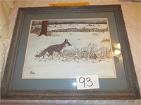 Large Framed Fox and Rabbit in the Snow By Crume