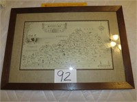 Large Framed & Matted KY Map Historical and