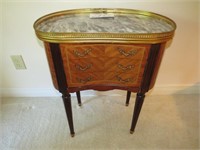 Small Decorative Inlay Table W. Marble Top