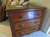 Small Antique Childs Chest of Drawers W/ Carved