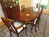 Large Cherry Formal Dining Room Table W/6 Chairs-