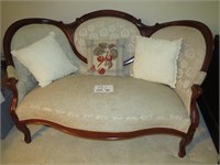 Victorian Sofa Settee w/ Hand Carved Back Approx.