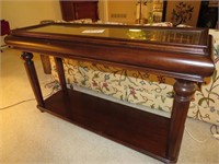 Wooden Sofa Table W/ Glass Protective Cover