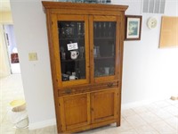 Antique Hutch w/2 Glass Doors, 1 Drawer and