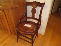 Carved Wood & Upholstered Side Chair Woven